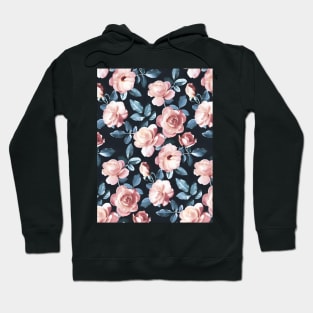 Old Fashioned Moody Roses in Salmon and Blue Grey Hoodie